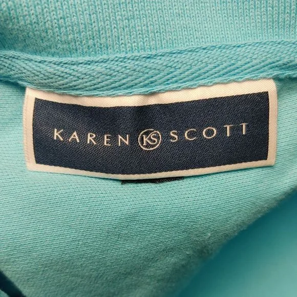KS | Karen Scott Women's Light Blue Polo T-shirt Medium - Picture 3 of 4